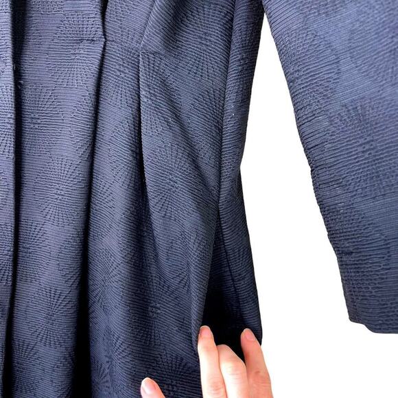 MARNI Brocade Textured Navy Trench Jacket Navy Blue Snap Button Mid Length 40 - Picture 8 of 12